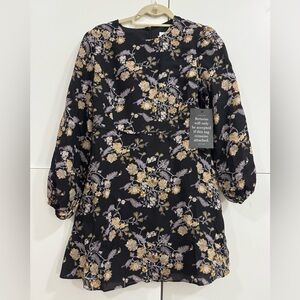 Floral Black and Yellow Dress